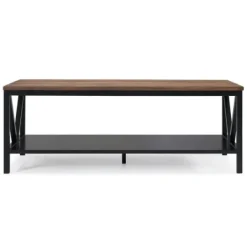Coffee Tables-Kirkland's Home Distressed Barnwood Coffee Table Black