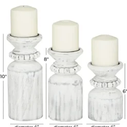 Candle Holders-Kirkland's Home Distressed Beaded Candle Holders, Set Of 3 White