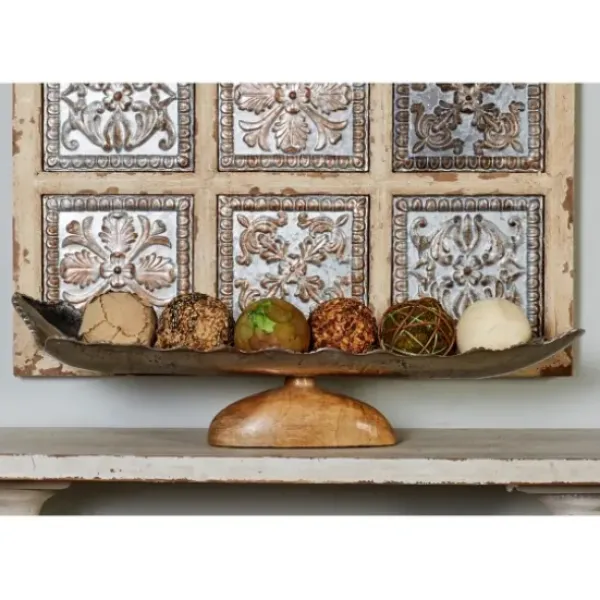 Decorative Trays-Kirkland's Home Distressed Black Pedestal Trays, Set Of 3 White