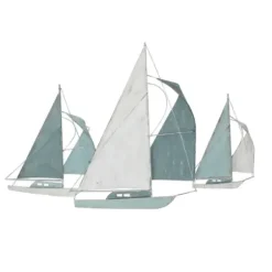 Wall Plaques-Kirkland's Home Distressed Blue Sailboats Wall Sculpture Blue/White