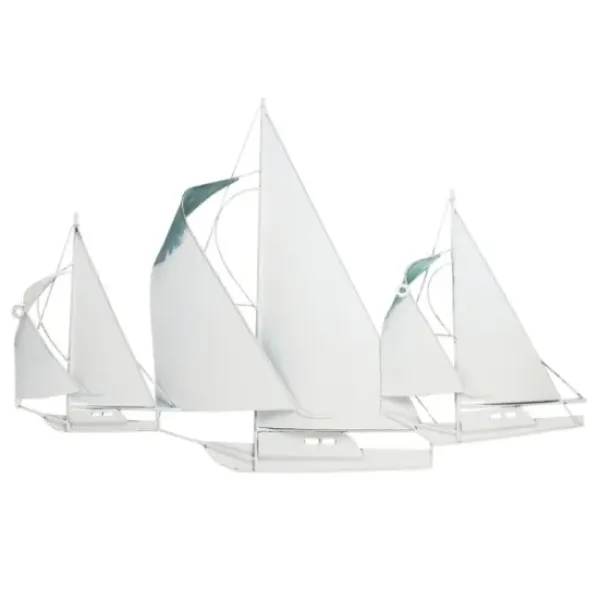 Wall Plaques-Kirkland's Home Distressed Blue Sailboats Wall Sculpture Blue/White