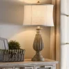 Table Lamps-Kirkland's Home Distressed Brown Spindle Table Lamp Tan