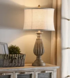 Table Lamps-Kirkland's Home Distressed Brown Spindle Table Lamp Tan