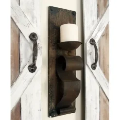 Sconces-Kirkland's Home Distressed Brown Wood Wall Sconces, Set Of 2