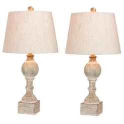 Table Lamps-Kirkland's Home Distressed Candlestick Table Lamps, Set Of 2 White