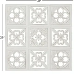 Wall Plaques-Kirkland's Home Distressed Carved Wood Floral Wall Plaque White
