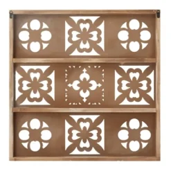 Wall Plaques-Kirkland's Home Distressed Carved Wood Floral Wall Plaque White