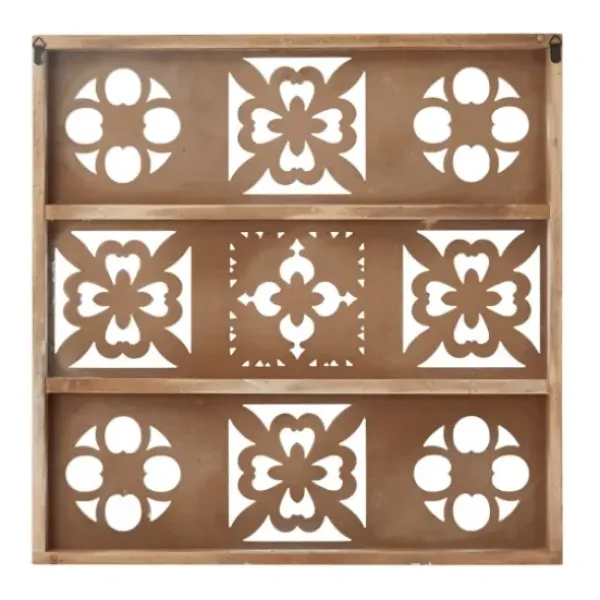 Wall Plaques-Kirkland's Home Distressed Carved Wood Floral Wall Plaque White
