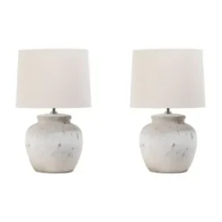 Table Lamps-Kirkland's Home Distressed Ceramic Table Lamp White