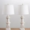 Table Lamps-Kirkland's Home Distressed Cream Carved Table Lamps, Set Of 2 White