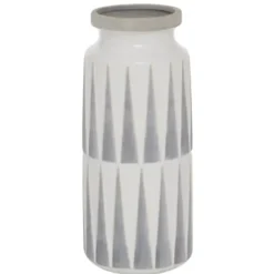 Vases-Kirkland's Home Distressed Cream Foliage Vases, Set Of 2 Ivory
