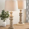 Table Lamps-Kirkland's Home Distressed Cream Table Lamps, Set Of 2 Tan