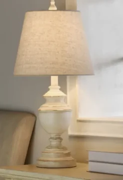 Table Lamps-Kirkland's Home Distressed Cream Table Lamp Tan