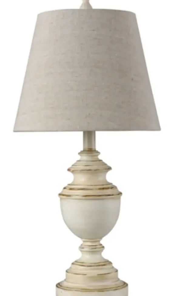 Table Lamps-Kirkland's Home Distressed Cream Table Lamp Tan