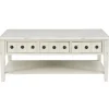 Coffee Tables-Kirkland's Home Distressed Cream Wood 3-Drawer Coffee Table Ivory