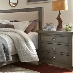 Nightstands-Kirkland's Home Distressed Dark Wooden Willow Nightstand Gray
