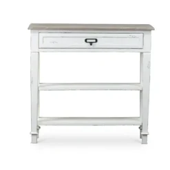 Console Tables-Kirkland's Home Distressed 1-Drawer Console Table White