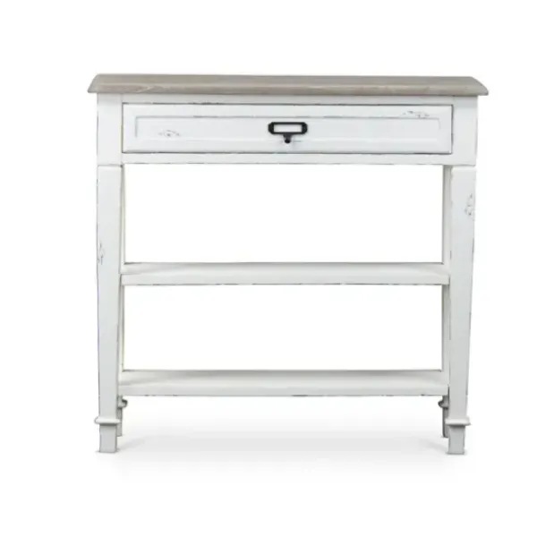 Console Tables-Kirkland's Home Distressed 1-Drawer Console Table White