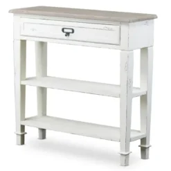 Console Tables-Kirkland's Home Distressed 1-Drawer Console Table White