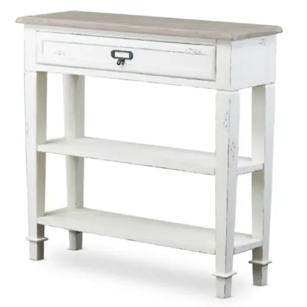Console Tables-Kirkland's Home Distressed 1-Drawer Console Table White