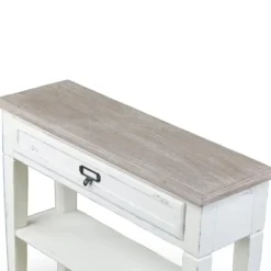 Console Tables-Kirkland's Home Distressed 1-Drawer Console Table White