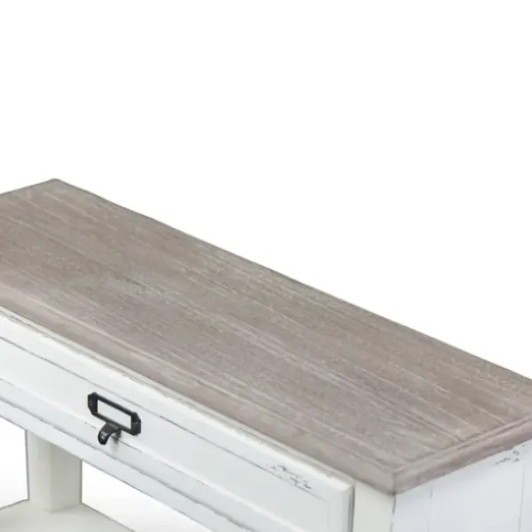 Console Tables-Kirkland's Home Distressed 1-Drawer Console Table White