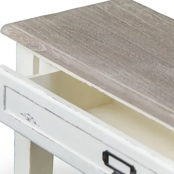 Console Tables-Kirkland's Home Distressed 1-Drawer Console Table White