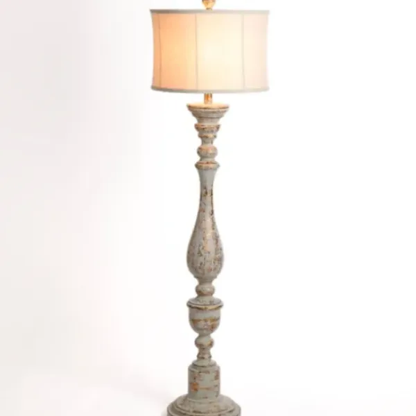 Floor Lamps-Kirkland's Home Distressed Eloise Floor Lamp Ivory
