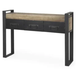 Console Tables-Kirkland's Home Distressed Farmhouse 3-Drawer Console Table