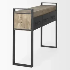 Console Tables-Kirkland's Home Distressed Farmhouse 3-Drawer Console Table