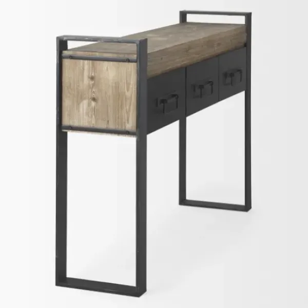 Console Tables-Kirkland's Home Distressed Farmhouse 3-Drawer Console Table