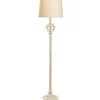 Floor Lamps-Kirkland's Home Distressed Fleur-De-Lis Floor Lamp Tan