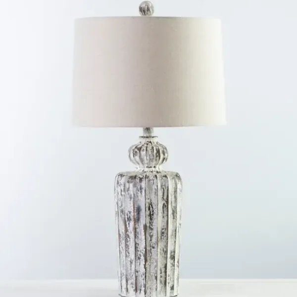 Table Lamps-Kirkland's Home Distressed Fluted Tuscany Table Lamp Ivory