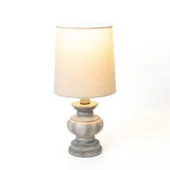 Table Lamps-Kirkland's Home Distressed Gray Baluster Mini Table Lamp Tan
