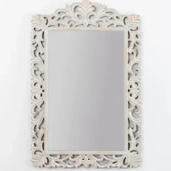 Decorative Mirrors-Kirkland's Home Distressed Gray Carved Ornate Scroll Mirror