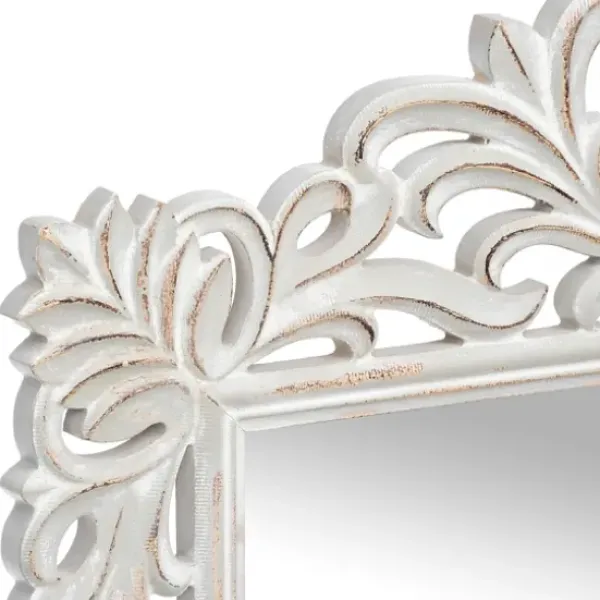 Decorative Mirrors-Kirkland's Home Distressed Gray Carved Ornate Scroll Mirror
