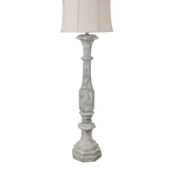 Floor Lamps-Kirkland's Home Distressed Gray Finton Floor Lamp Tan
