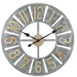 Clocks-Kirkland's Home Distressed Gray Wood Wall Clock