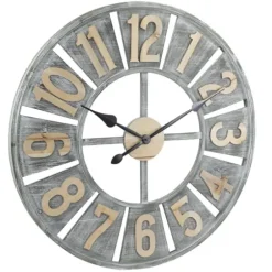 Clocks-Kirkland's Home Distressed Gray Wood Wall Clock