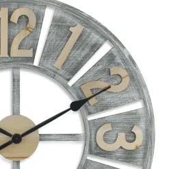 Clocks-Kirkland's Home Distressed Gray Wood Wall Clock