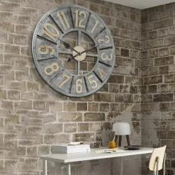 Clocks-Kirkland's Home Distressed Gray Wood Wall Clock