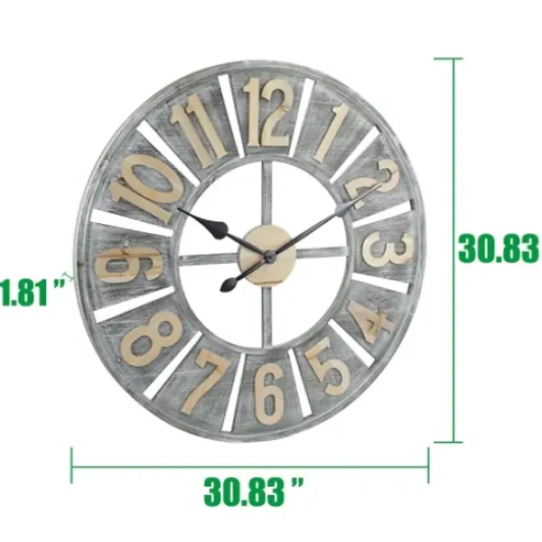 Clocks-Kirkland's Home Distressed Gray Wood Wall Clock