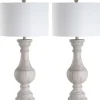 Table Lamps-Kirkland's Home Distressed Ivory Faux Wood Table Lamps, Set Of 2 White