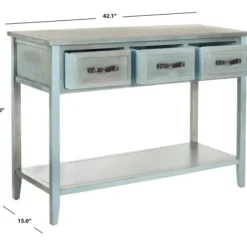 Console Tables-Kirkland's Home Distressed Light 3-Drawer Console Table Blue