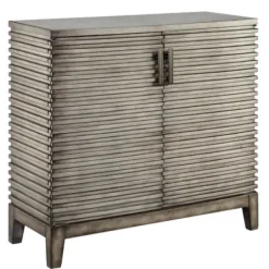 Cabinets & Sideboards-Kirkland's Home Distressed Linear 2-Door Wooden Chest Gray