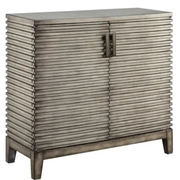 Cabinets & Sideboards-Kirkland's Home Distressed Linear 2-Door Wooden Chest Gray