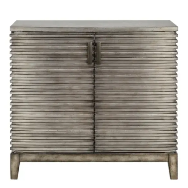 Cabinets & Sideboards-Kirkland's Home Distressed Linear 2-Door Wooden Chest Gray