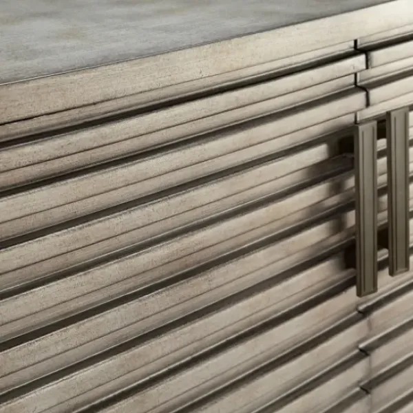 Cabinets & Sideboards-Kirkland's Home Distressed Linear 2-Door Wooden Chest Gray
