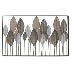 Wall Plaques-Kirkland's Home Distressed Metal Carved Leaves Wall Plaque Black