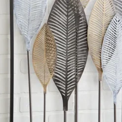 Wall Plaques-Kirkland's Home Distressed Metal Carved Leaves Wall Plaque Black